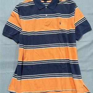 Ralph Lauren Polo Shirt - Navy and Orange Stripes